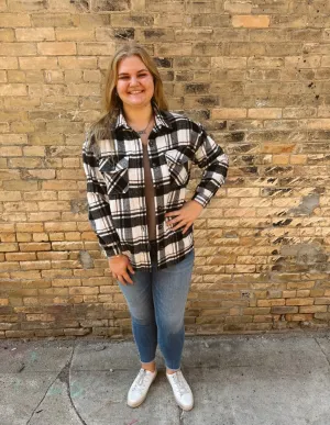 Be Casual Black and White Plaid Shacket