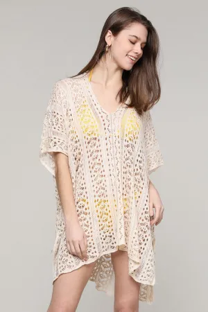 Beige Kimono Side Tie Coverup - ONE SIZE