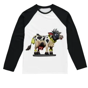 Black and White Cow Sublimation Baseball Long Sleeve T-Shirt