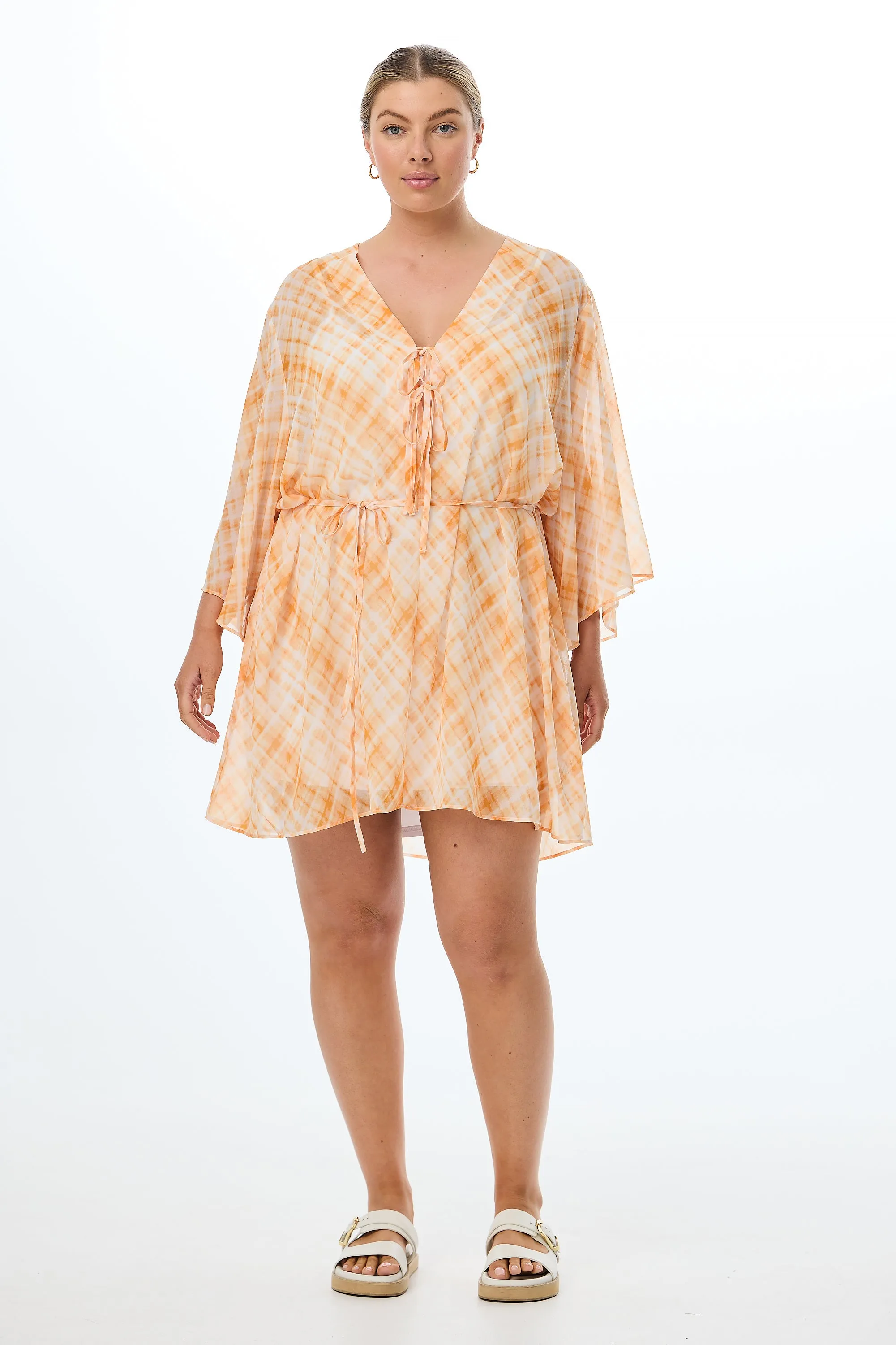 Coverup Dress - Tangerine Check