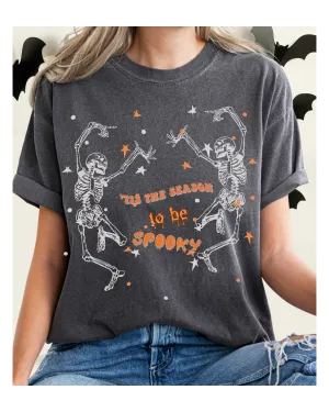 Halloween Comfort Colors® T-Shirt, Dancing Skeletons Tis The Season To Be Spooky Women's T-Shirt