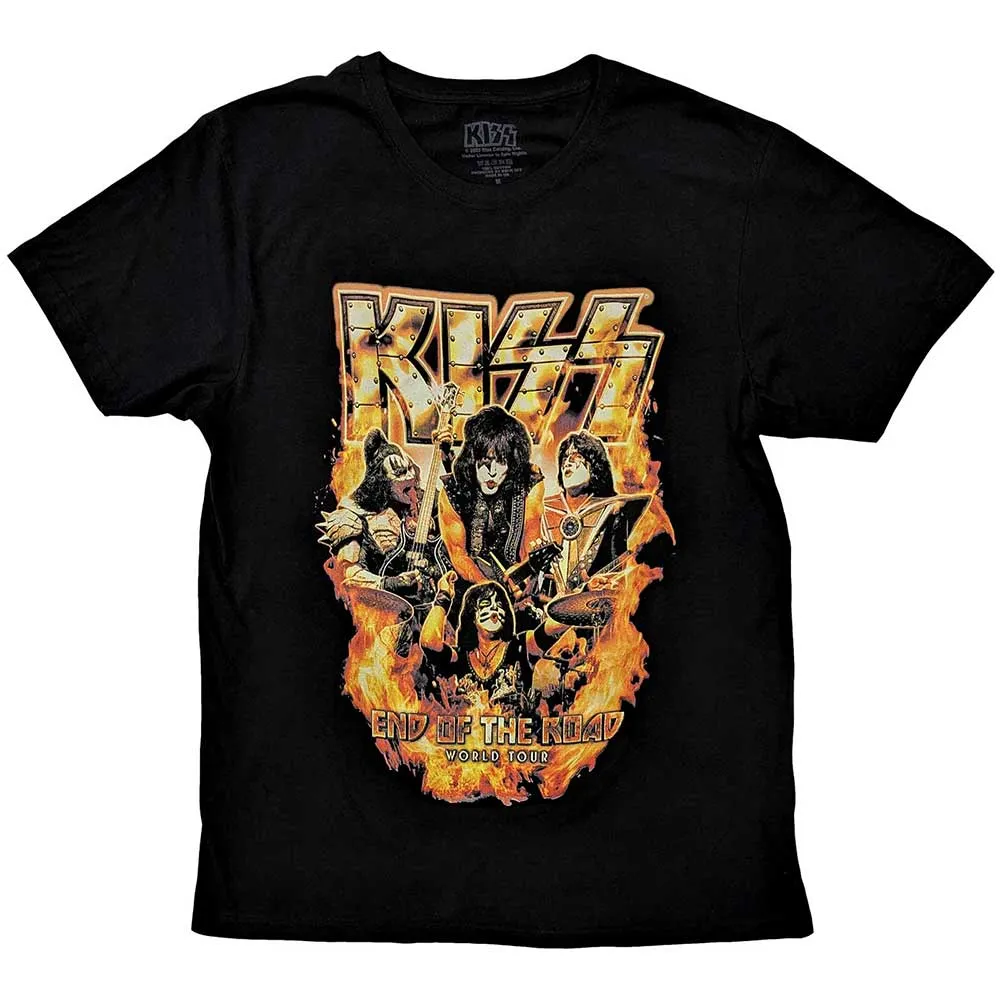 KISS Unisex T-Shirt: End Of The Road Tour Orange (Back Print)