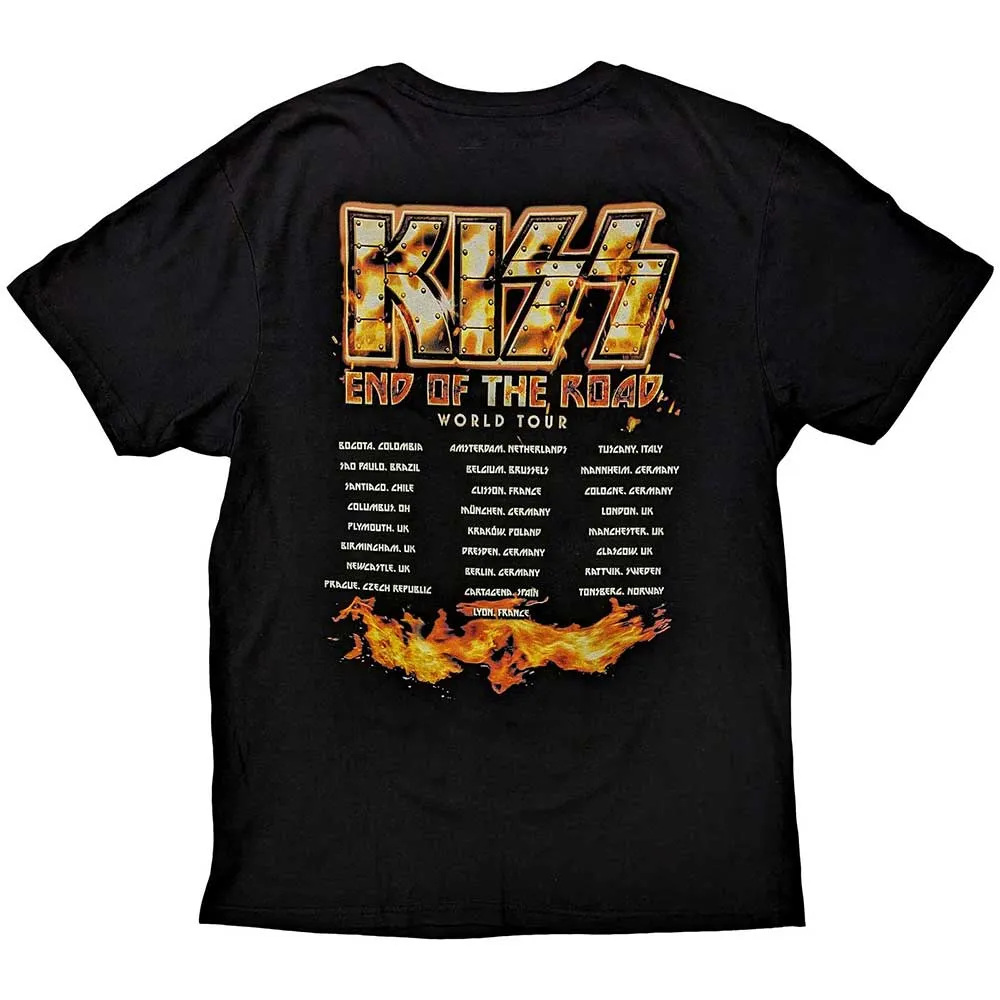 KISS Unisex T-Shirt: End Of The Road Tour Orange (Back Print)