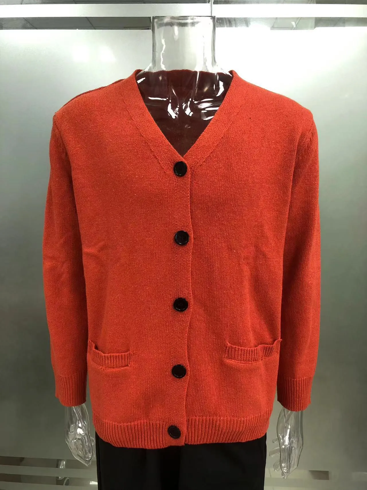 KNITTED SWEATER V-NECK LONG SLEEVED SLIM FIT SWEATER CARDIGAN