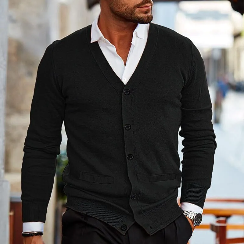 KNITTED SWEATER V-NECK LONG SLEEVED SLIM FIT SWEATER CARDIGAN