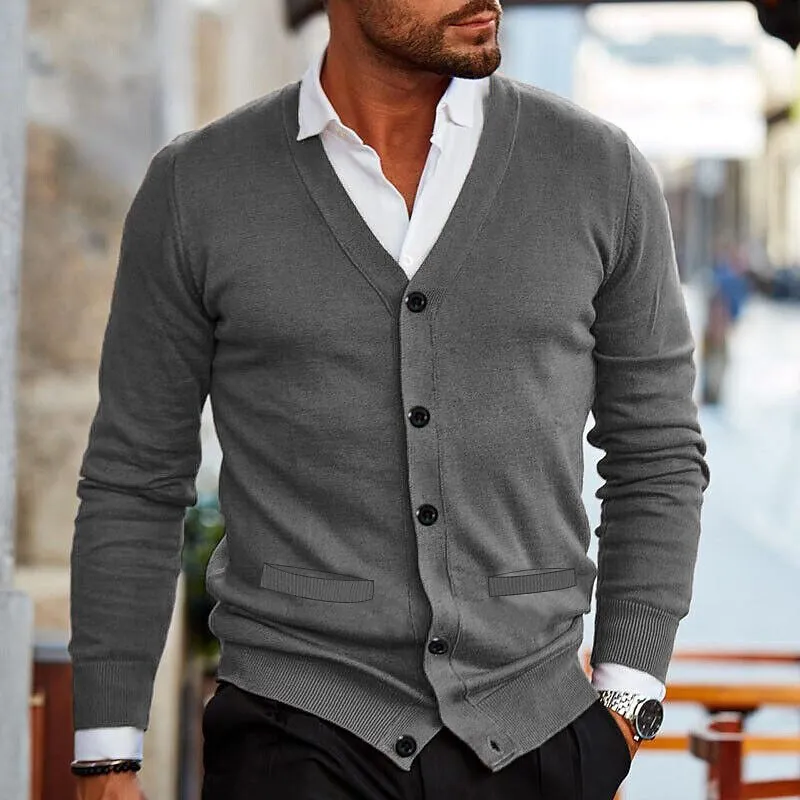 KNITTED SWEATER V-NECK LONG SLEEVED SLIM FIT SWEATER CARDIGAN