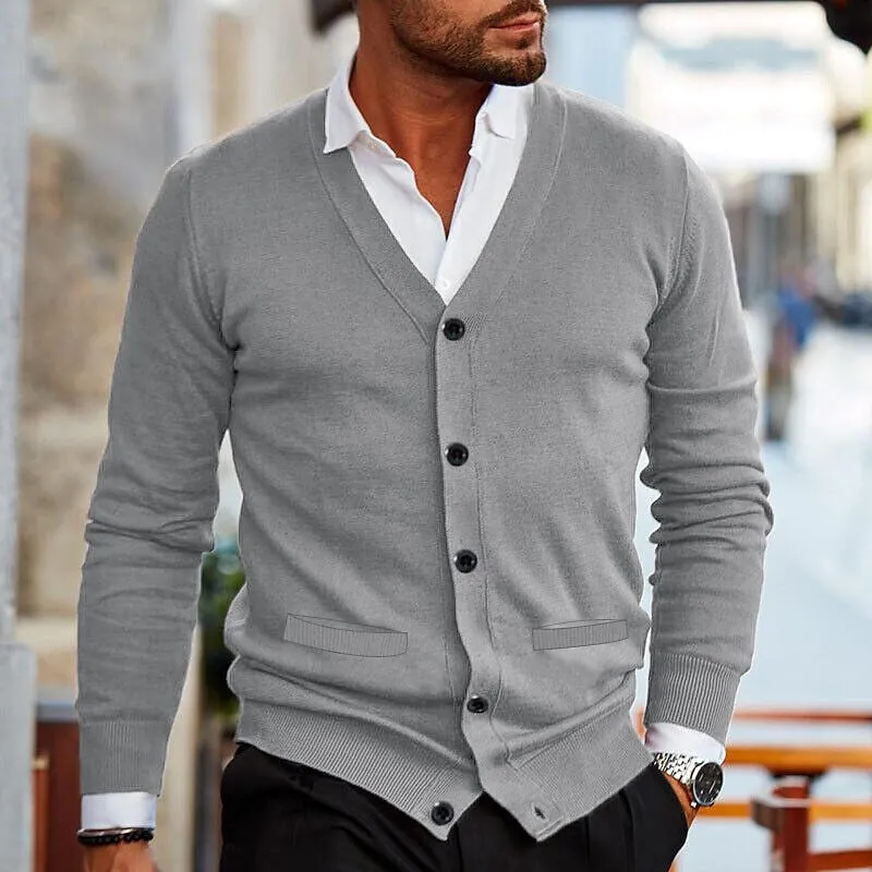 KNITTED SWEATER V-NECK LONG SLEEVED SLIM FIT SWEATER CARDIGAN