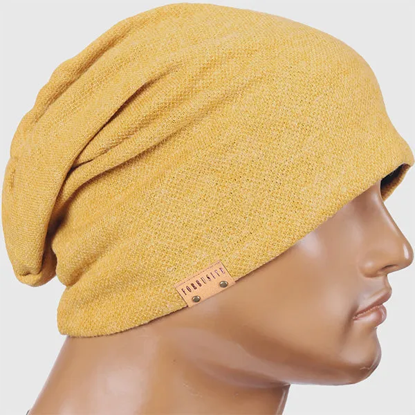 Men Jersey Long Slouchy Beanie Hat B010