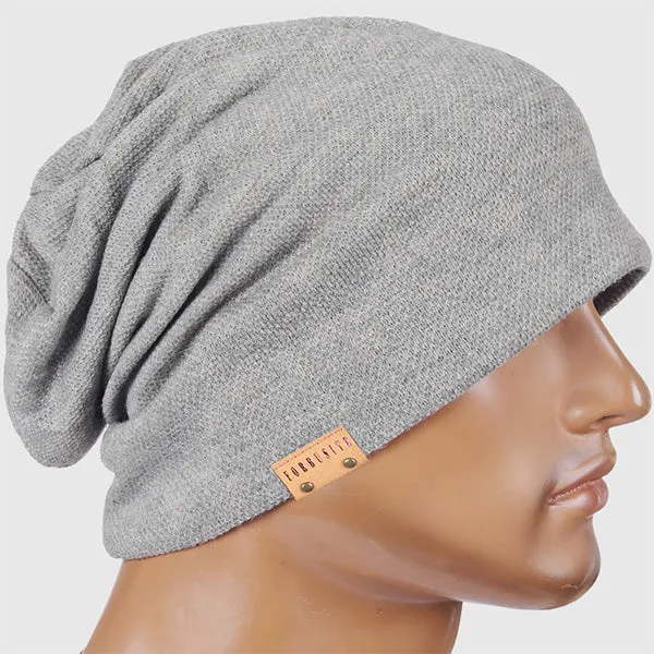 Men Jersey Long Slouchy Beanie Hat B010