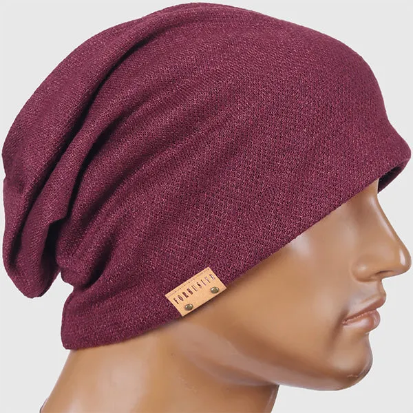 Men Jersey Long Slouchy Beanie Hat B010