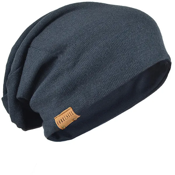 Men Jersey Long Slouchy Beanie Hat B010
