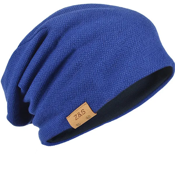 Men Jersey Long Slouchy Beanie Hat B010