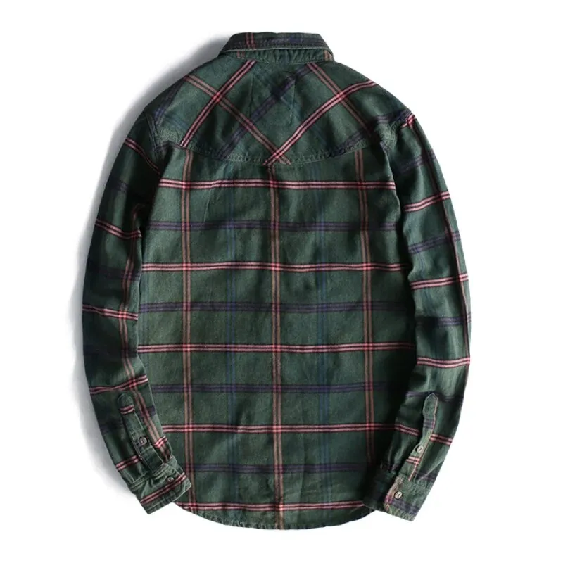Men's Plaid Versatile Cotton Long Sleeve Shirt