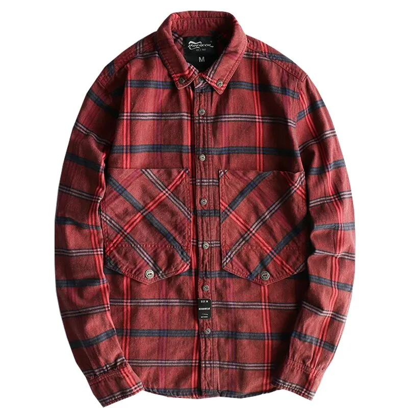 Men's Plaid Versatile Cotton Long Sleeve Shirt