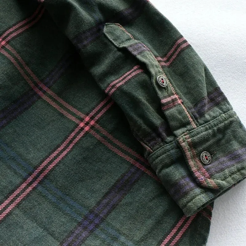 Men's Plaid Versatile Cotton Long Sleeve Shirt