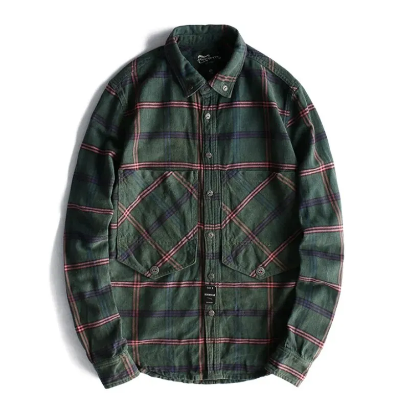 Men's Plaid Versatile Cotton Long Sleeve Shirt