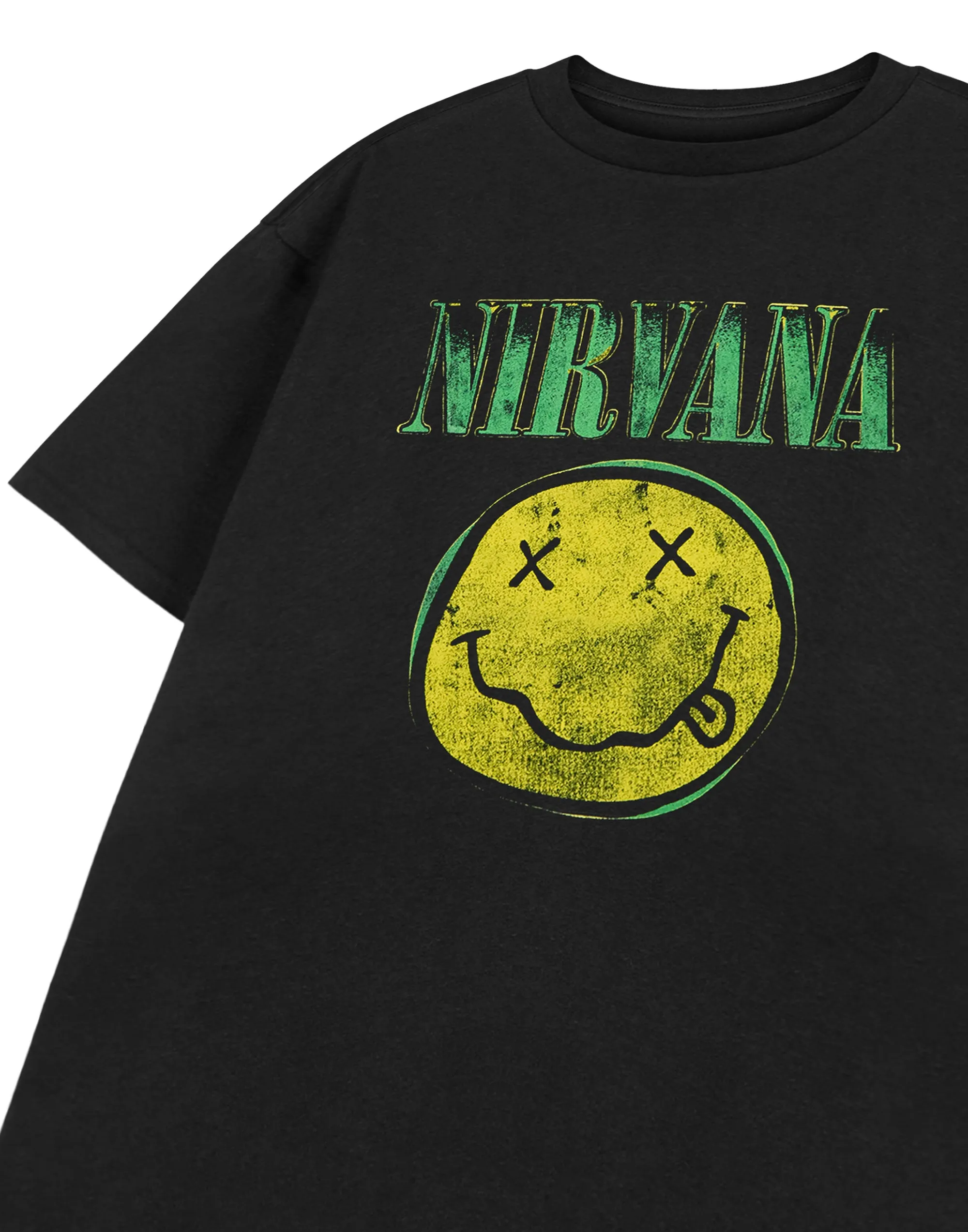 Nirvana Yellow Logo Unisex Kids Black Short Sleeved T-Shirt