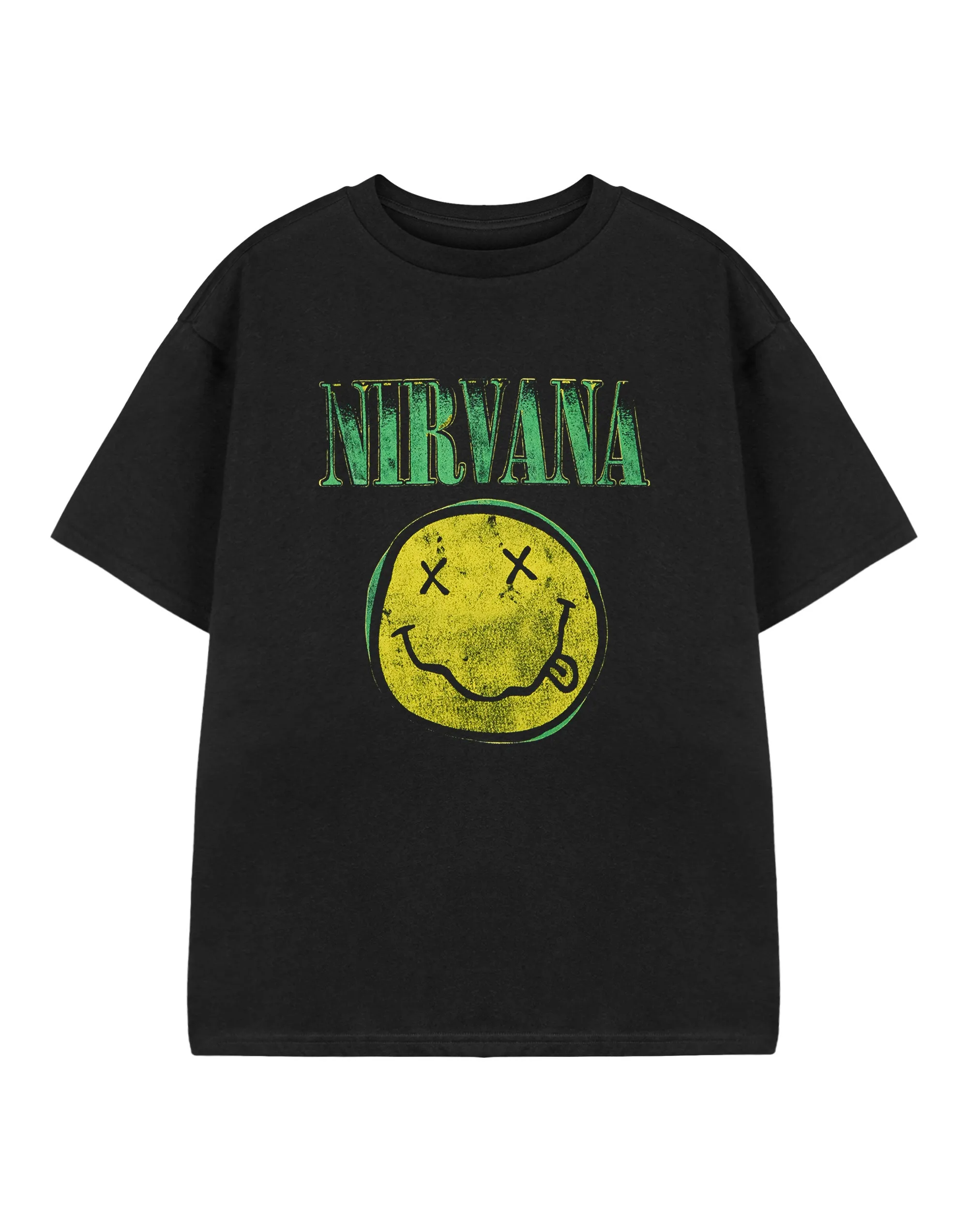 Nirvana Yellow Logo Unisex Kids Black Short Sleeved T-Shirt