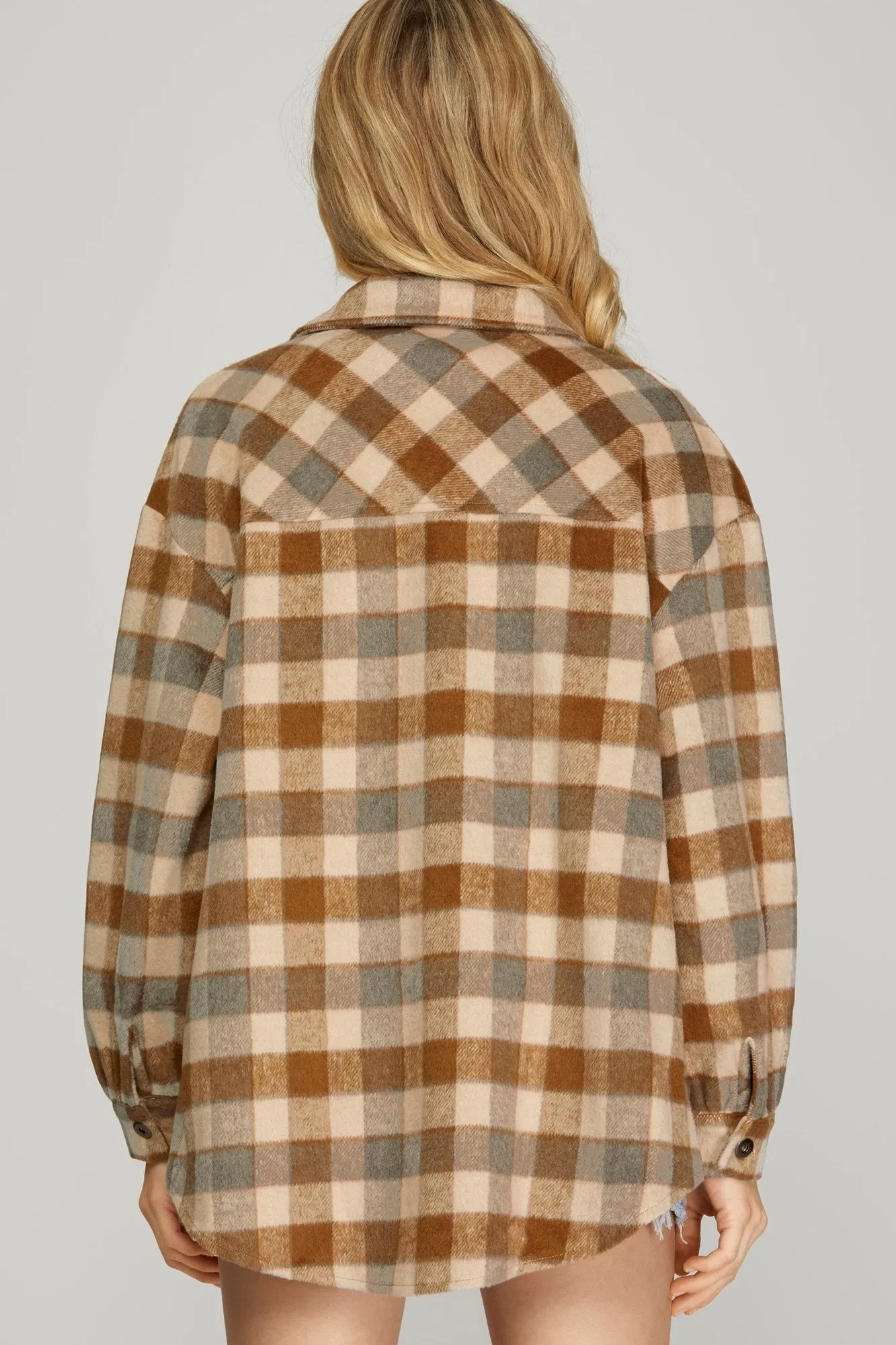 Plaid Shacket - Caramel