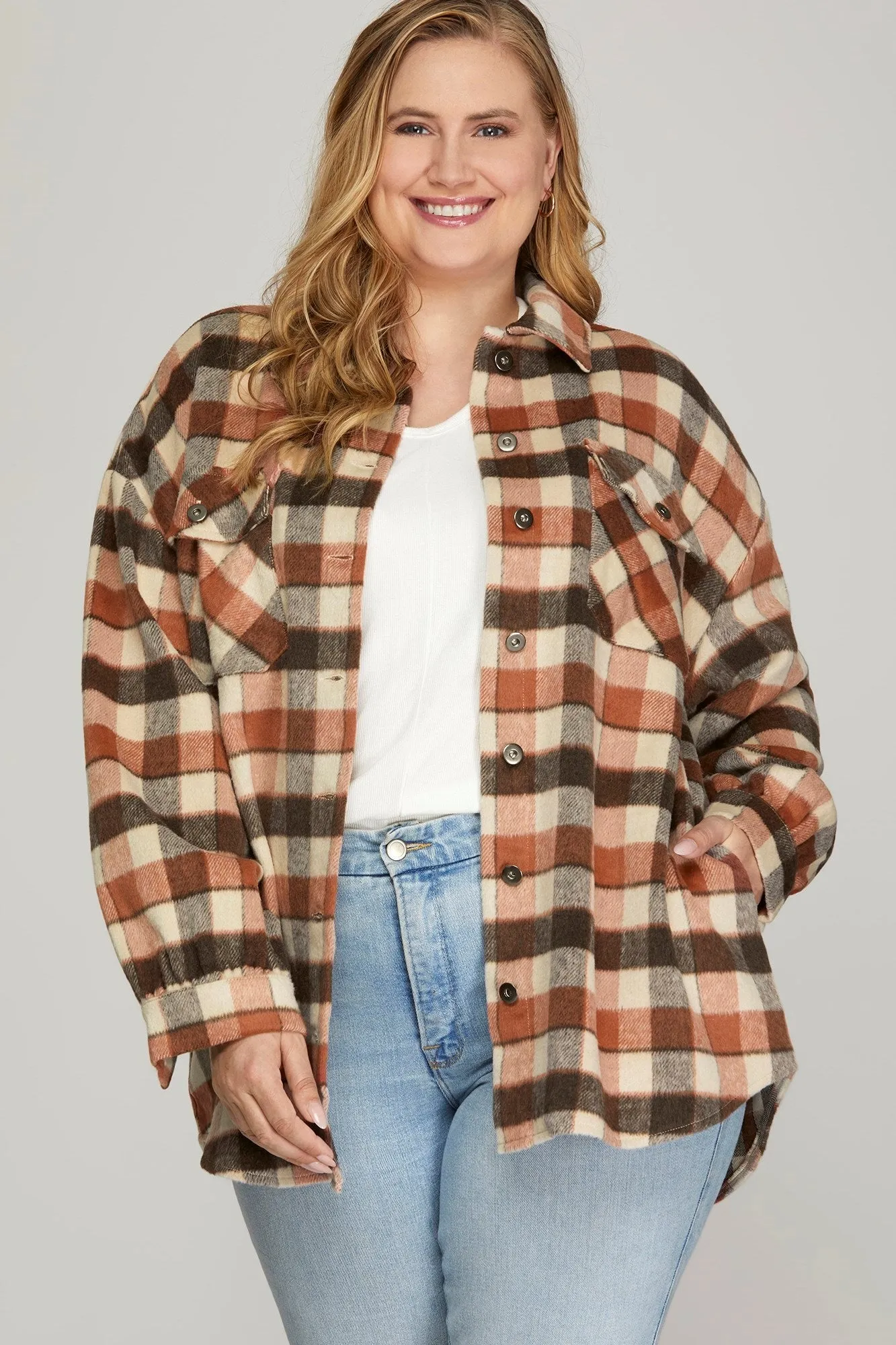 Plaid Shacket - Cinnamon