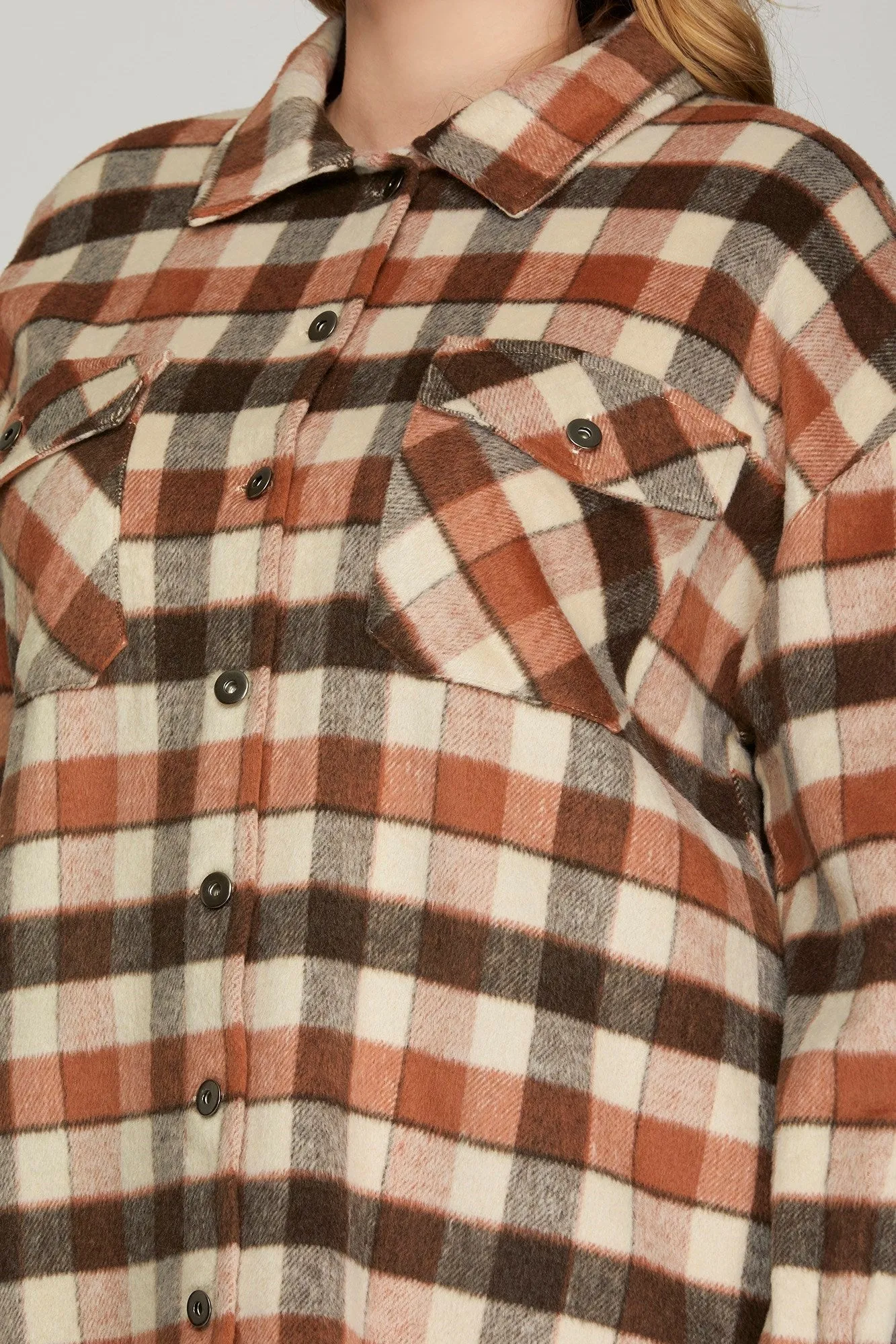 Plaid Shacket - Cinnamon