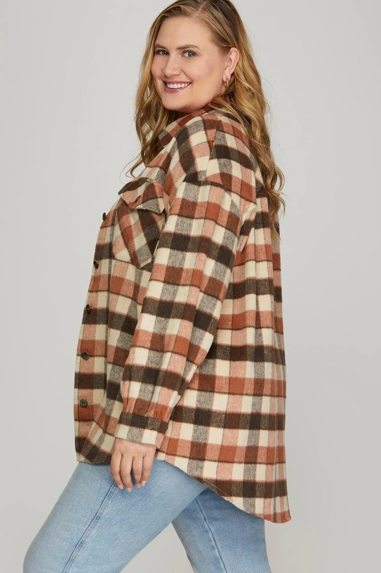 Plaid Shacket - Cinnamon