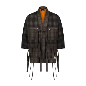 "MIXED PLAID KIMONO" SHACKET