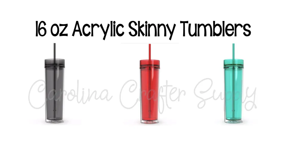 SALE!! Skinny Tumbler - 16 Ounce Skinny Double Wall Tumbler - BPA Free Acrylic Tumbler