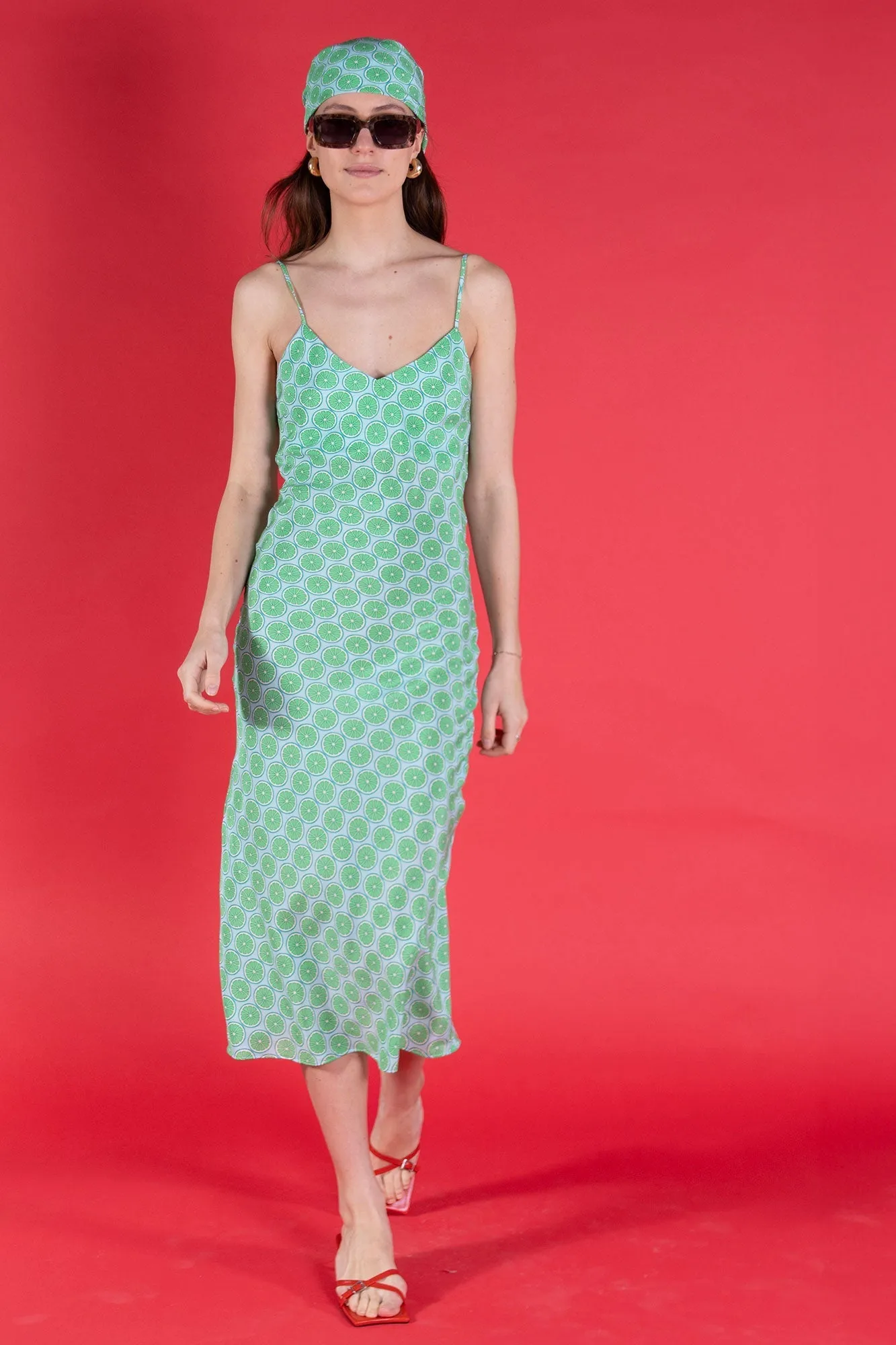 Silk Kate Slip Dress LIME SLICE