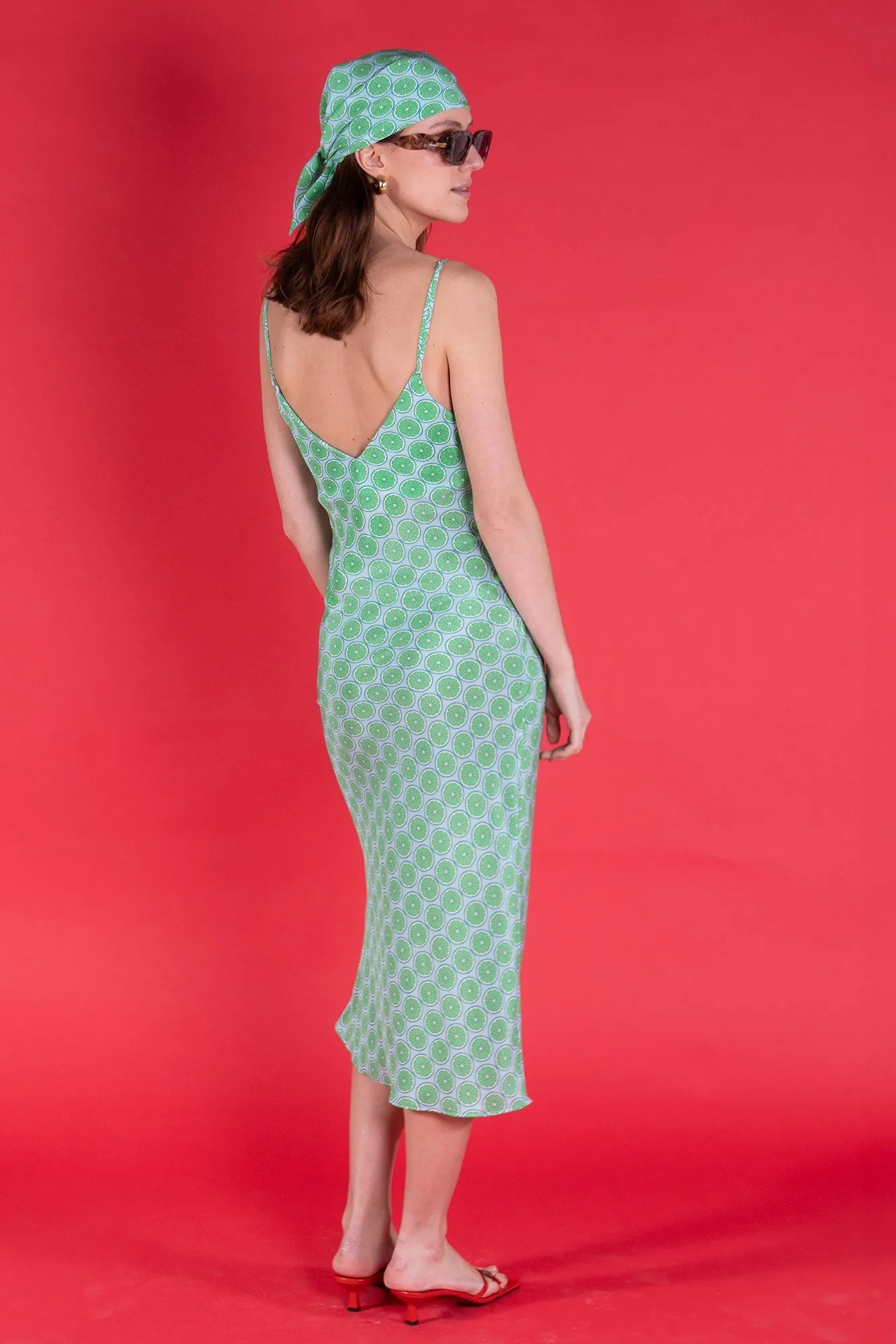 Silk Kate Slip Dress LIME SLICE
