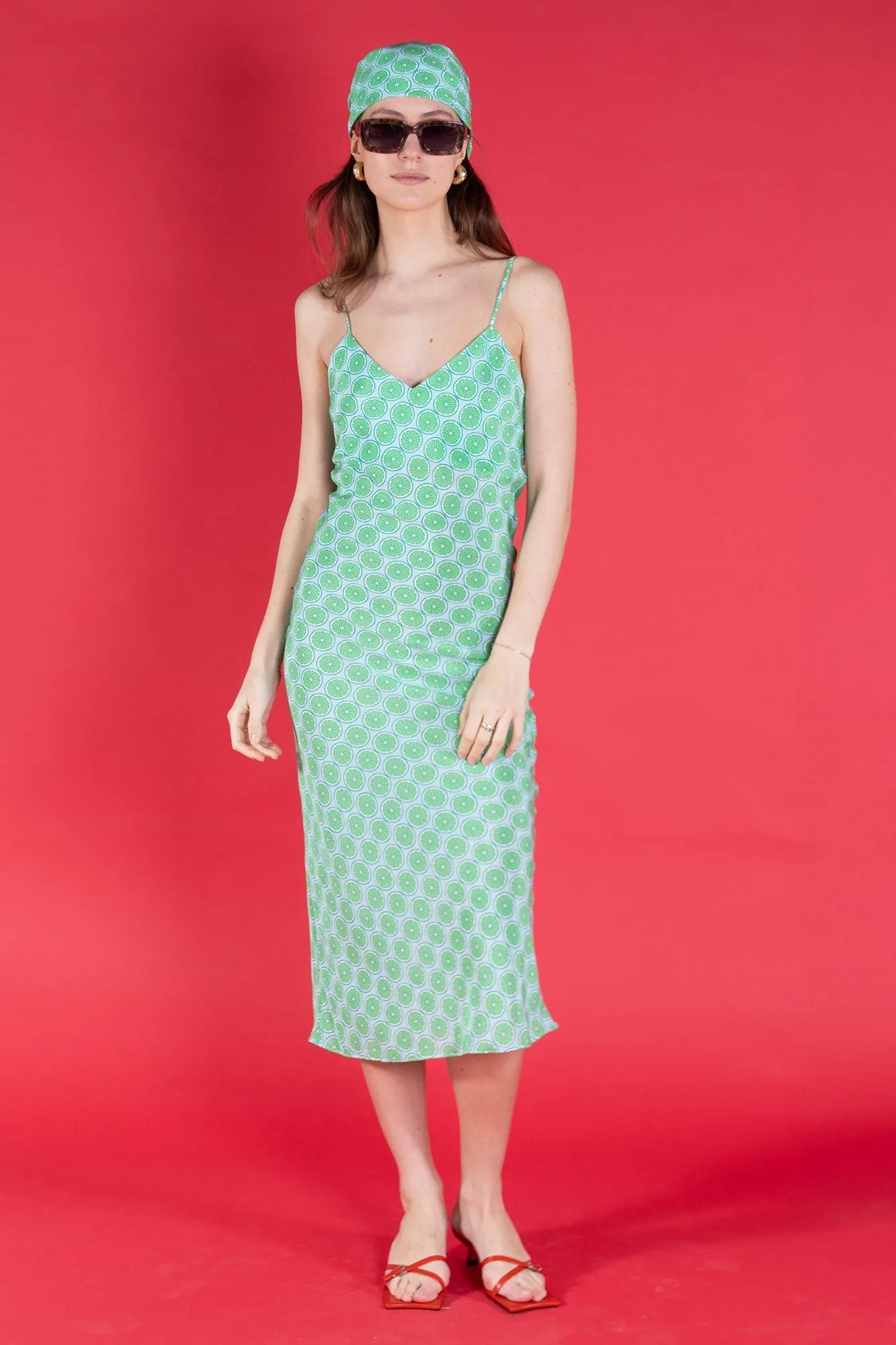 Silk Kate Slip Dress LIME SLICE