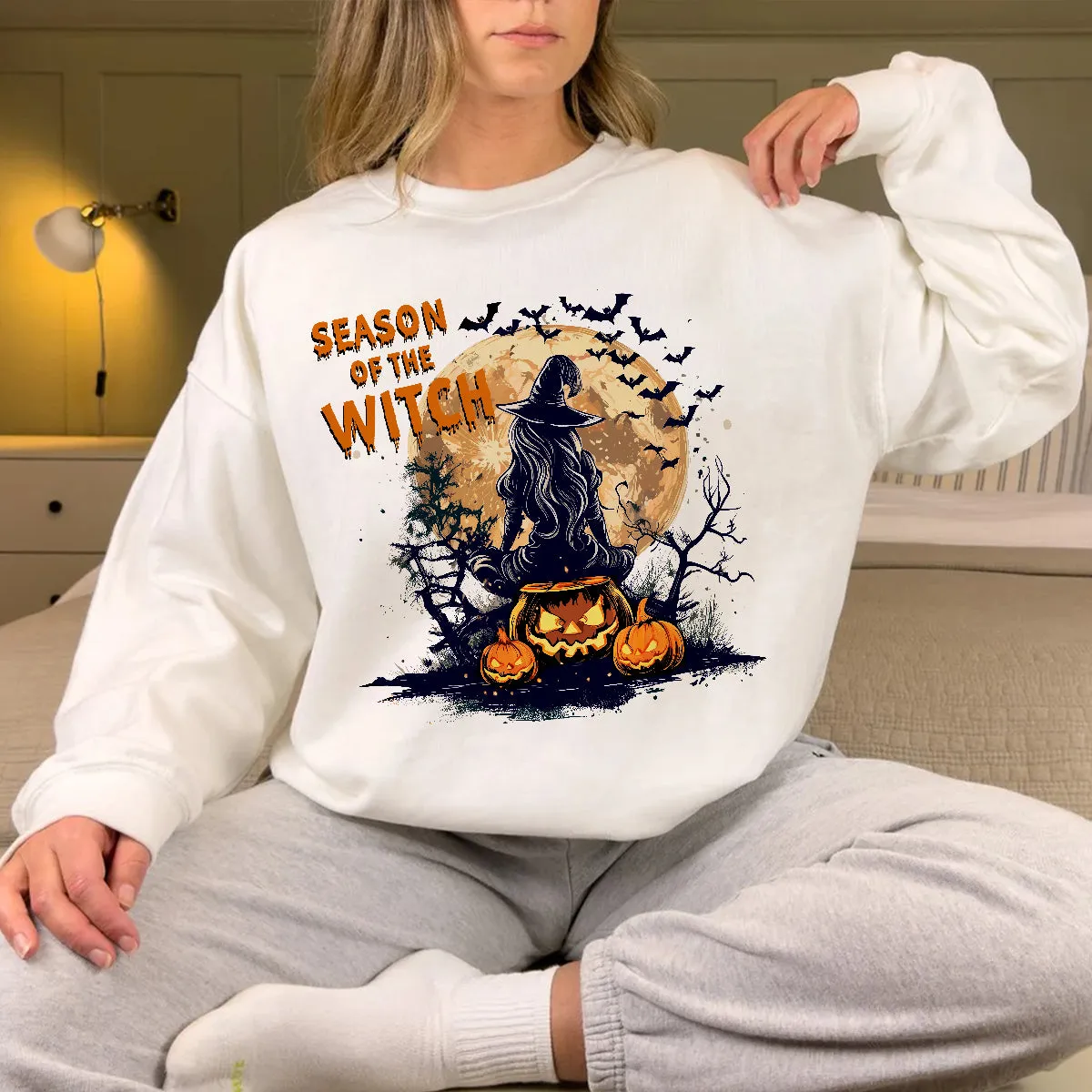 Teesdily | Season Of The Witch Shirt, Funny Vintage Halloween Tshirt Sweatshirt Hoodie Mug, Retro Horror Social Club Tee