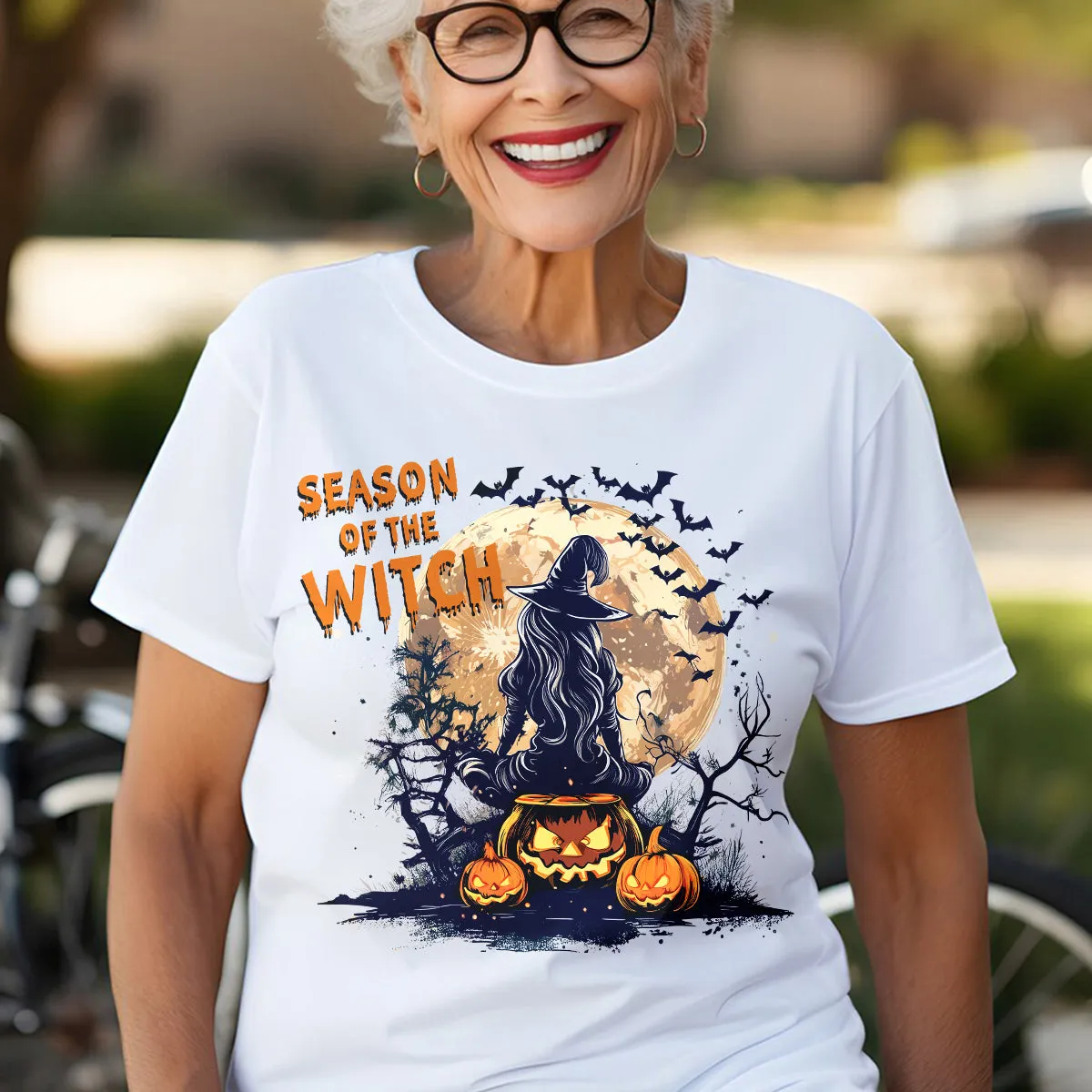 Teesdily | Season Of The Witch Shirt, Funny Vintage Halloween Tshirt Sweatshirt Hoodie Mug, Retro Horror Social Club Tee