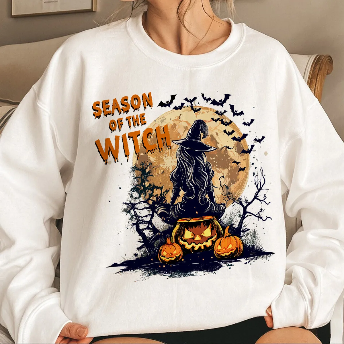 Teesdily | Season Of The Witch Shirt, Funny Vintage Halloween Tshirt Sweatshirt Hoodie Mug, Retro Horror Social Club Tee