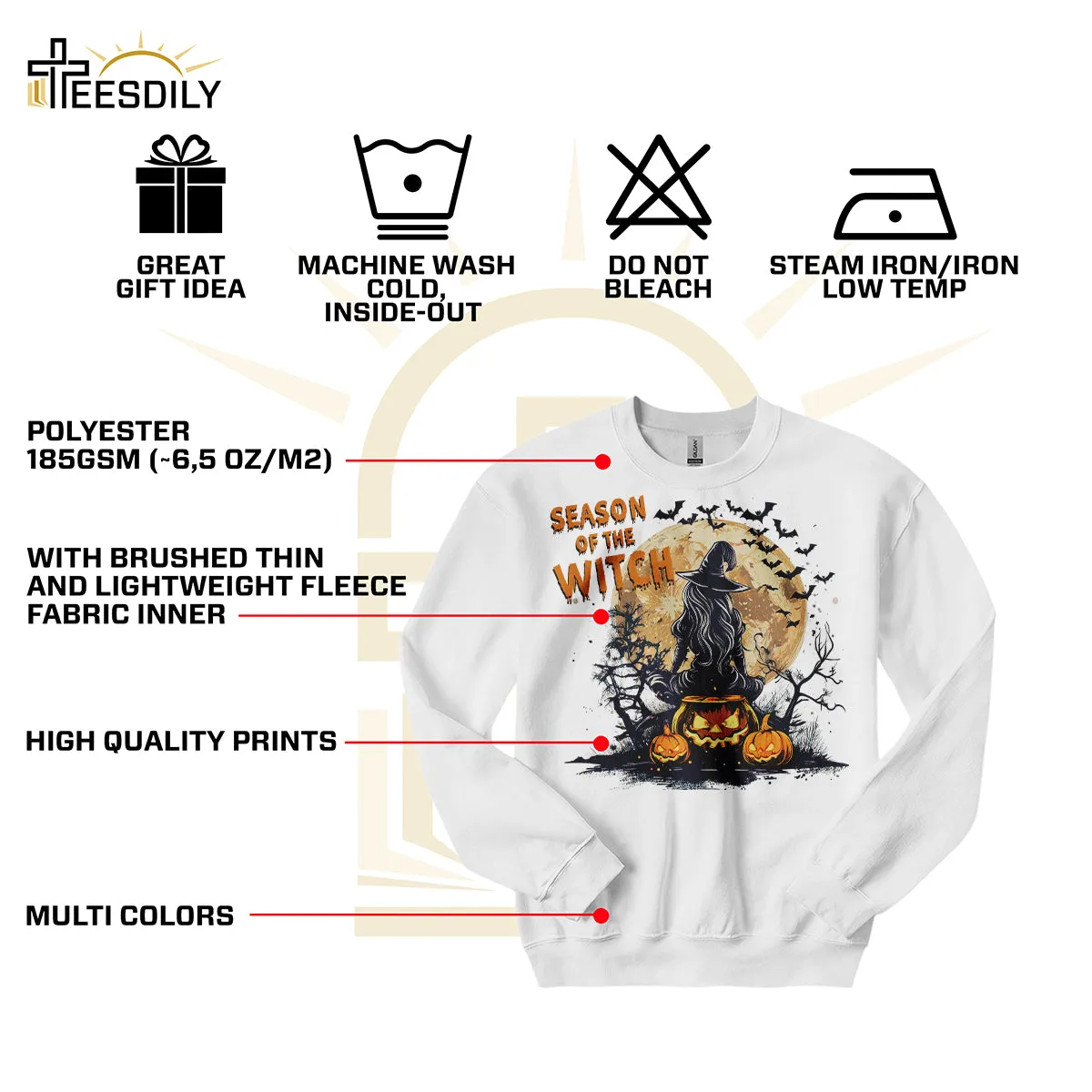 Teesdily | Season Of The Witch Shirt, Funny Vintage Halloween Tshirt Sweatshirt Hoodie Mug, Retro Horror Social Club Tee