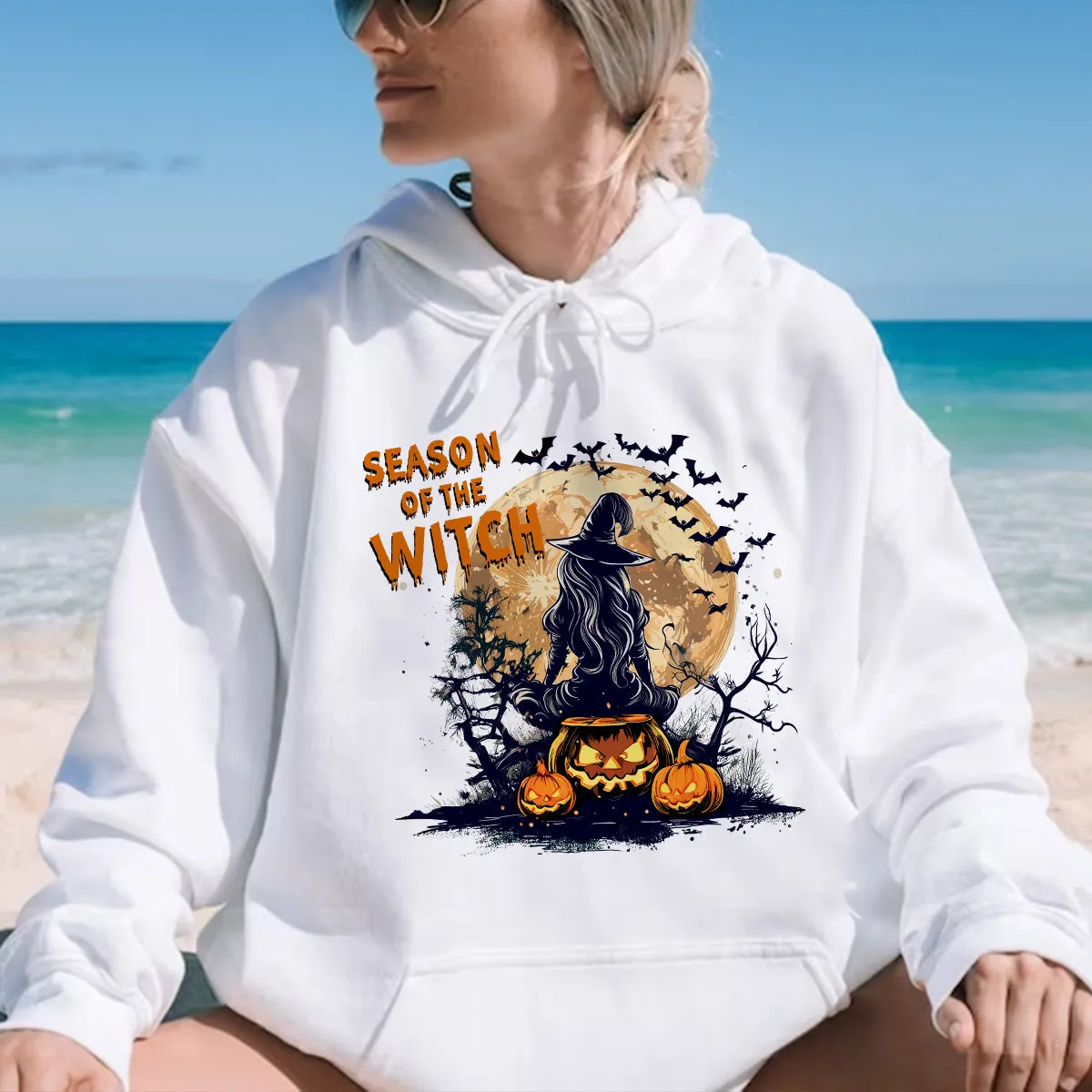 Teesdily | Season Of The Witch Shirt, Funny Vintage Halloween Tshirt Sweatshirt Hoodie Mug, Retro Horror Social Club Tee