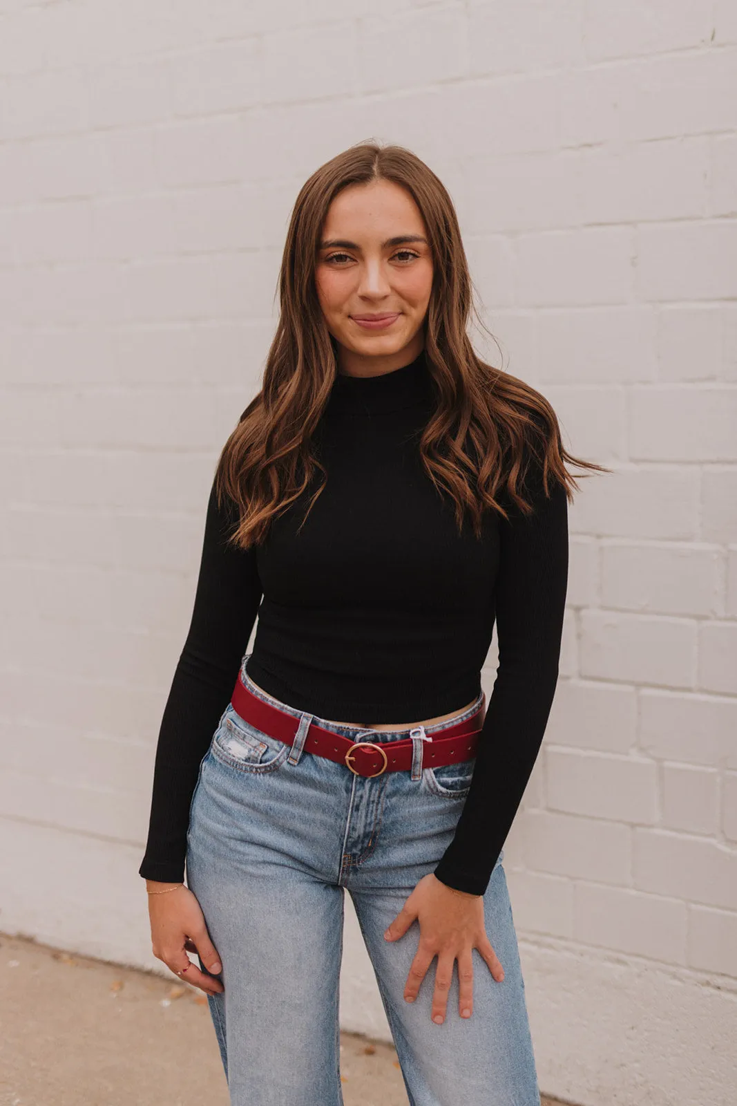 Tell Me A Secret Black Mock Neck Cropped Top