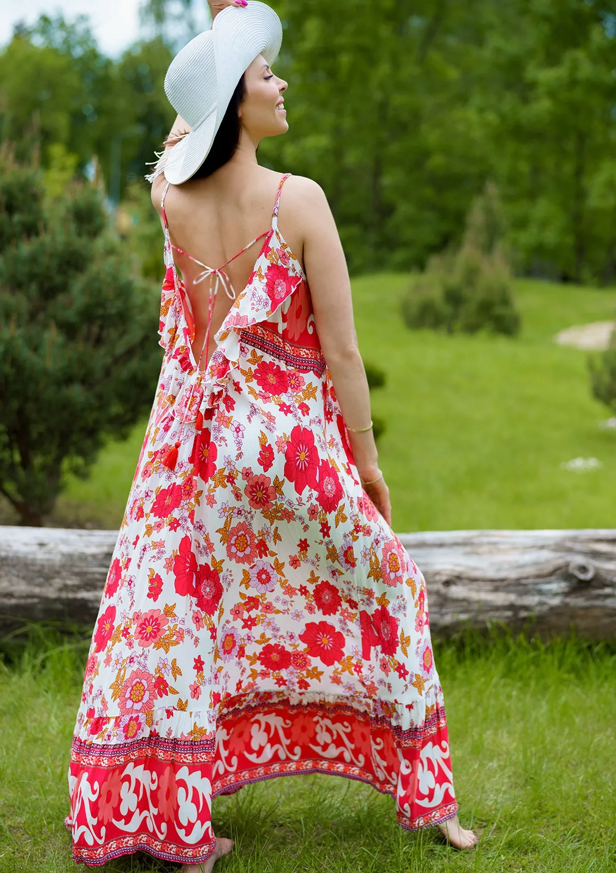 Tia Open Back Red Dress