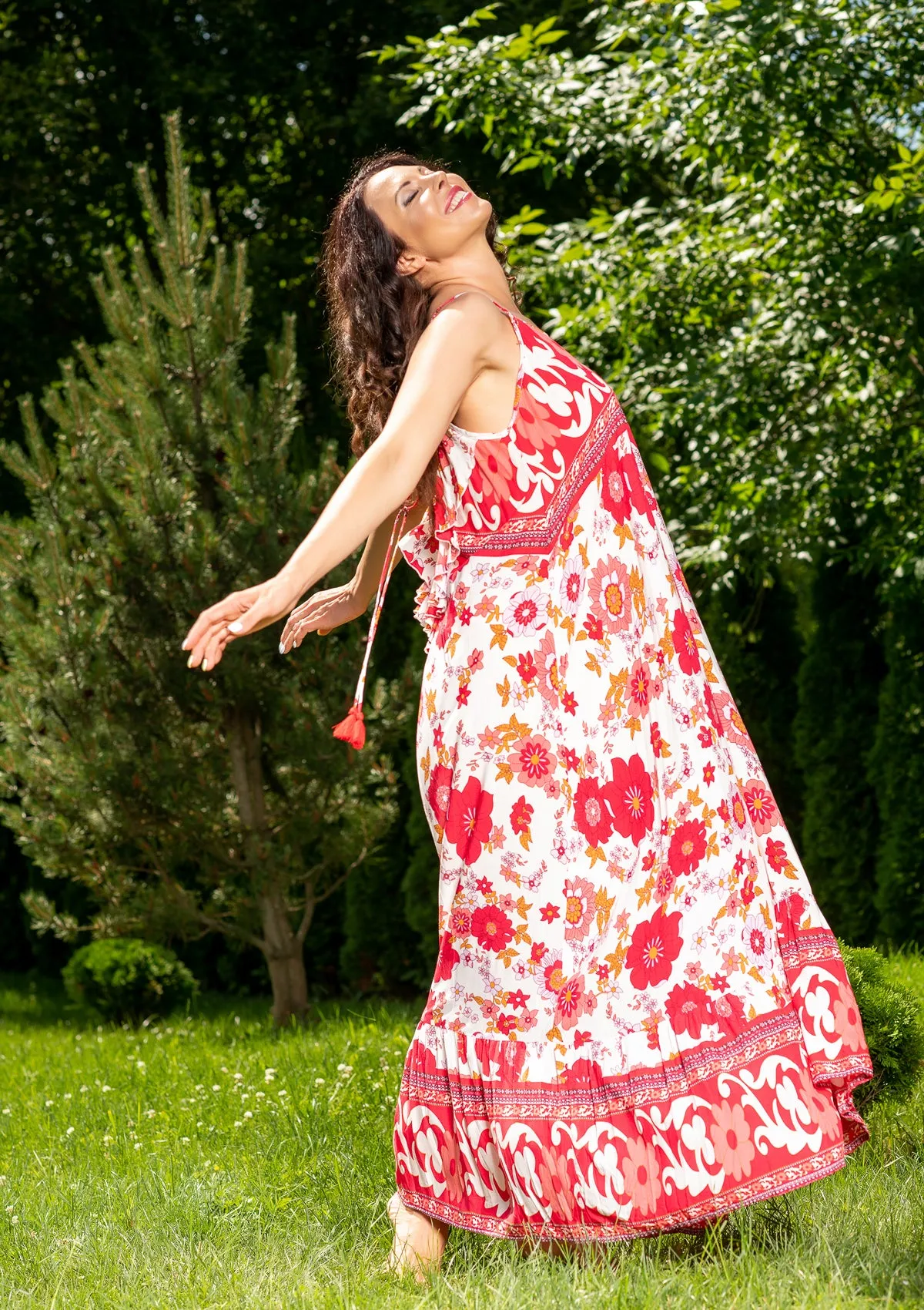 Tia Open Back Red Dress