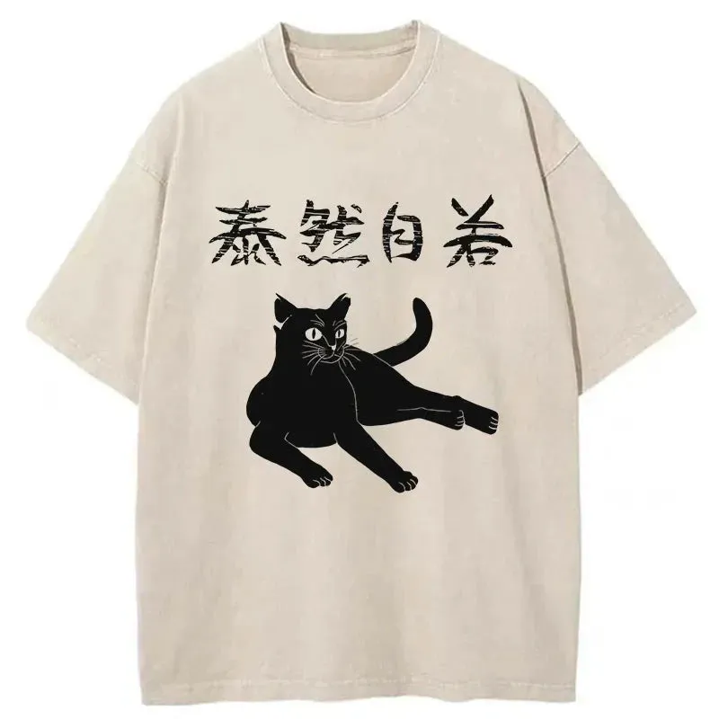 Tokyo-Tiger Cozy Cat Japanese Washed T-Shirt