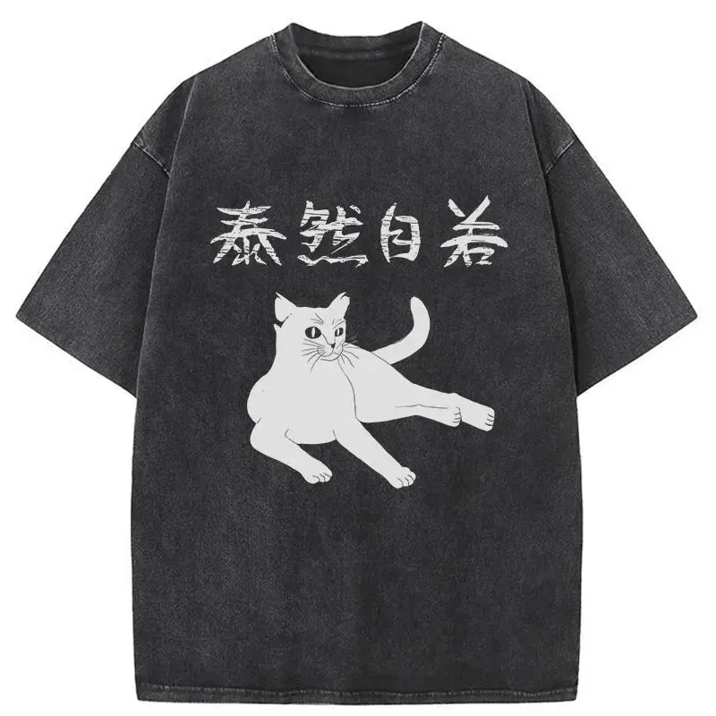 Tokyo-Tiger Cozy Cat Japanese Washed T-Shirt