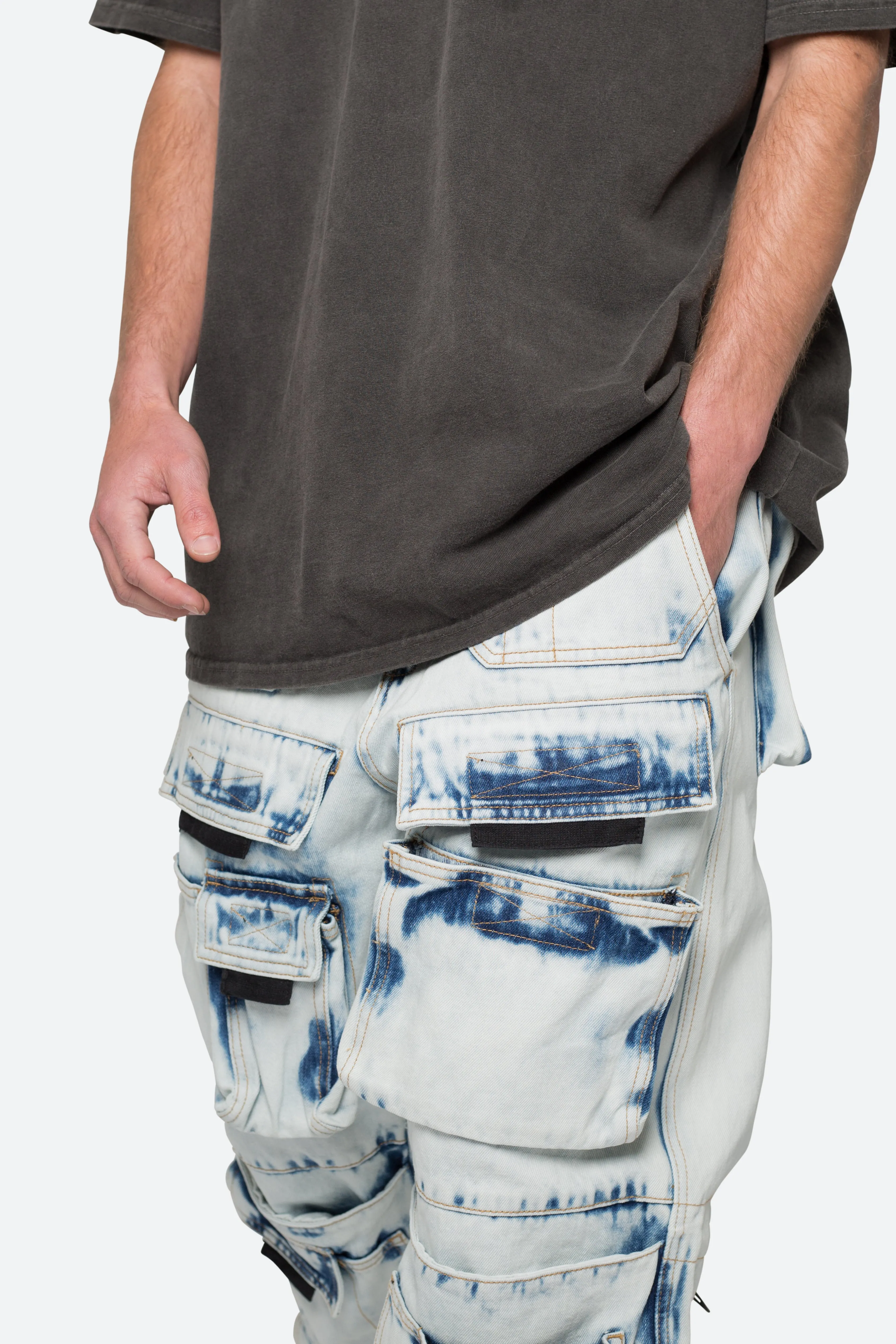 Ultra Baggy Spray Cargo Denim - Blue