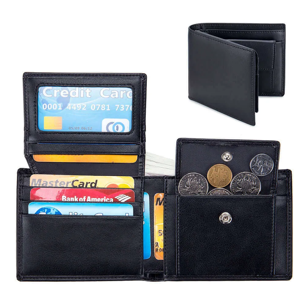 Versatile Leather RFID Folding Wallet