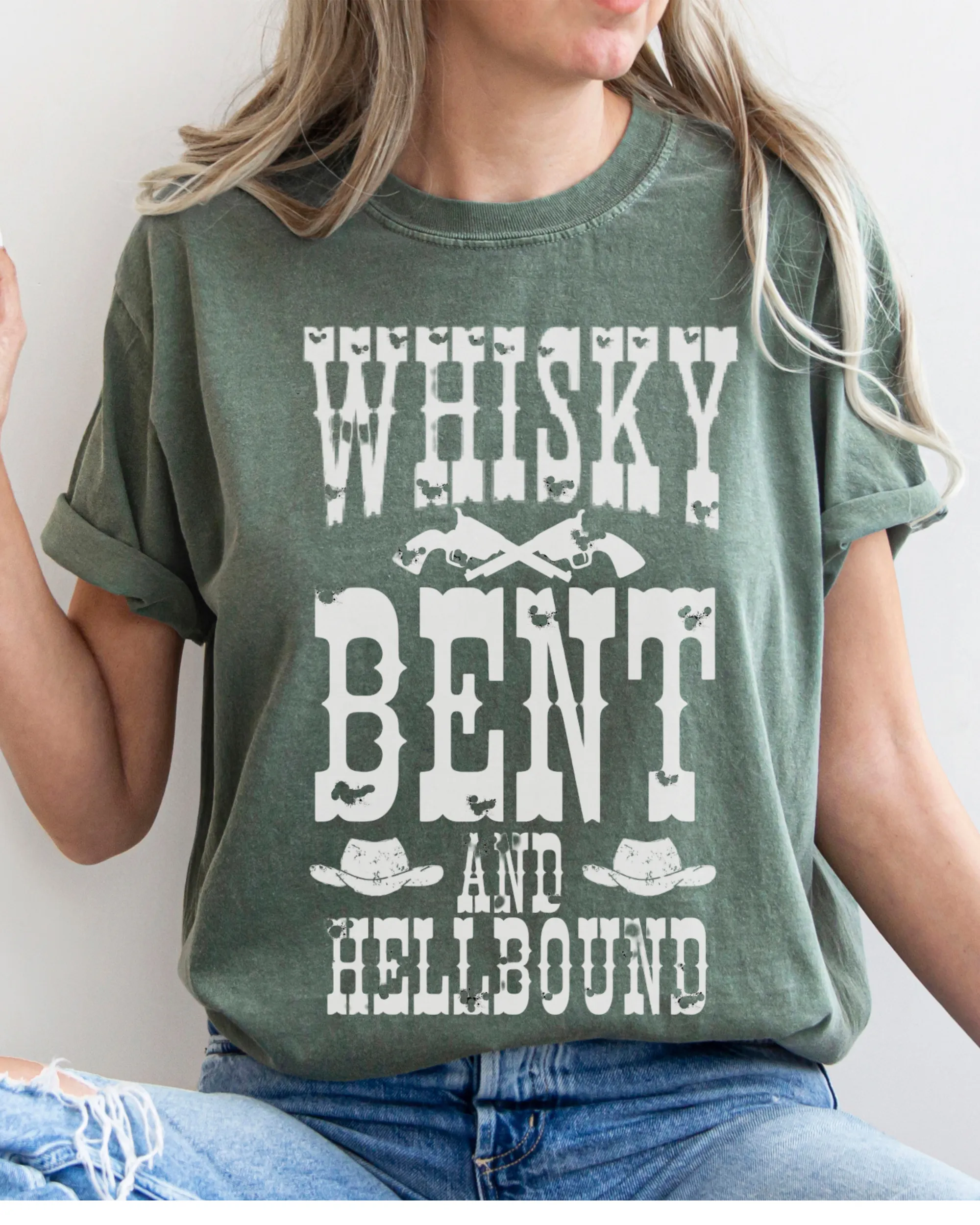 Whisky Bent and Hell Bound Comfort Colors® Shirt, Trendy Women's T-Shirt, Garment Dyed, Western Inspired T-Shirt, Boho T-Shirt