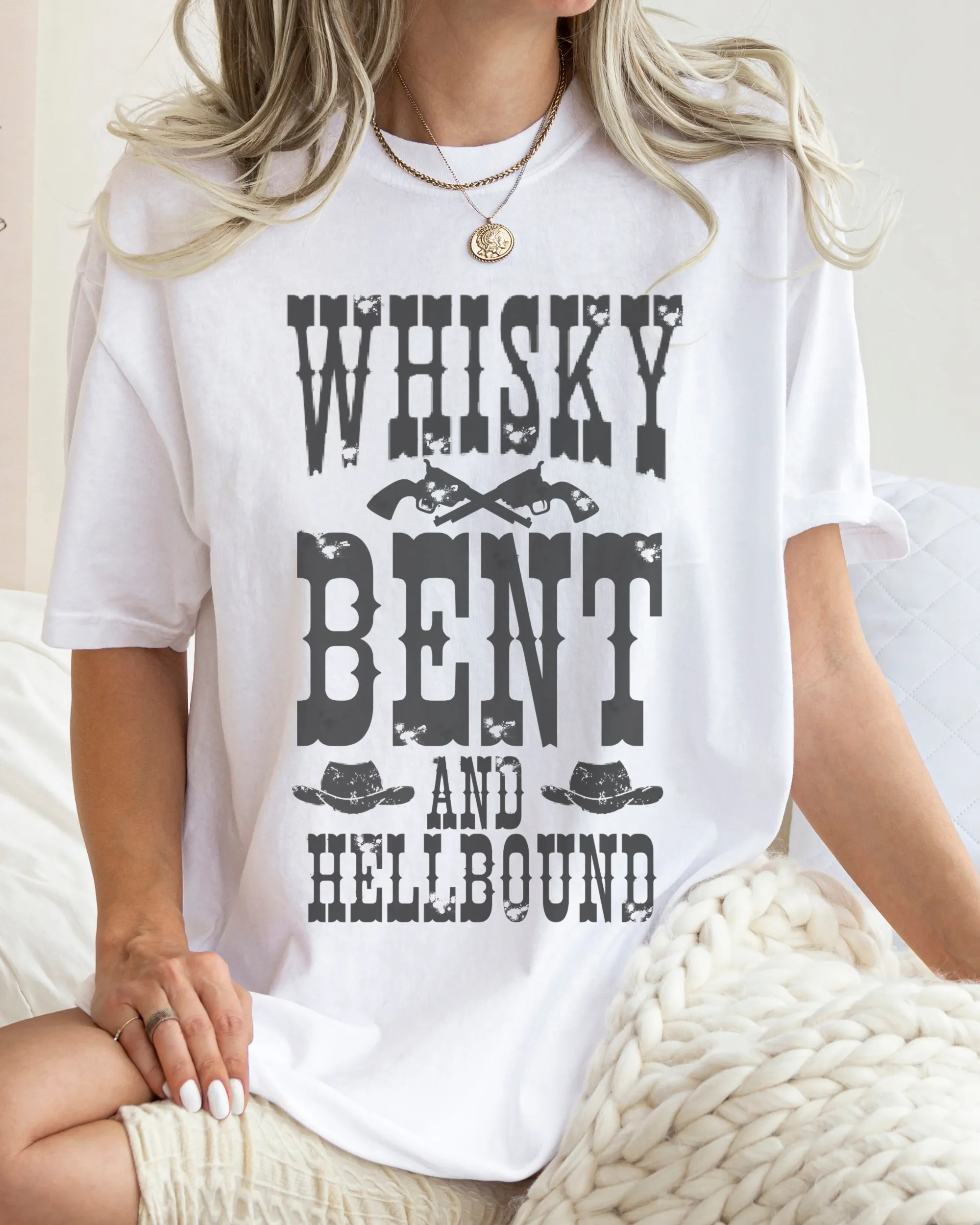 Whisky Bent and Hell Bound Comfort Colors® Shirt, Trendy Women's T-Shirt, Garment Dyed, Western Inspired T-Shirt, Boho T-Shirt