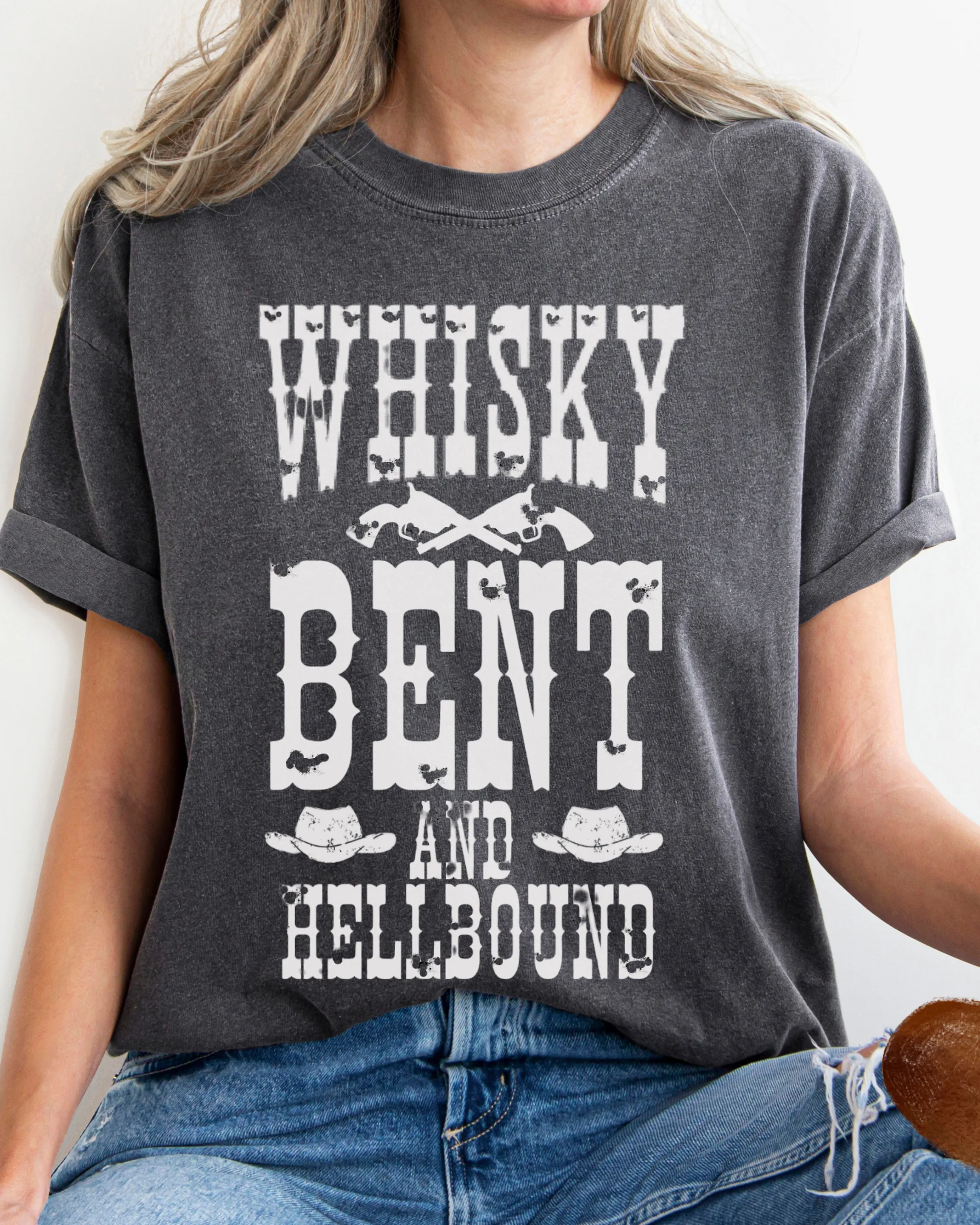 Whisky Bent and Hell Bound Comfort Colors® Shirt, Trendy Women's T-Shirt, Garment Dyed, Western Inspired T-Shirt, Boho T-Shirt