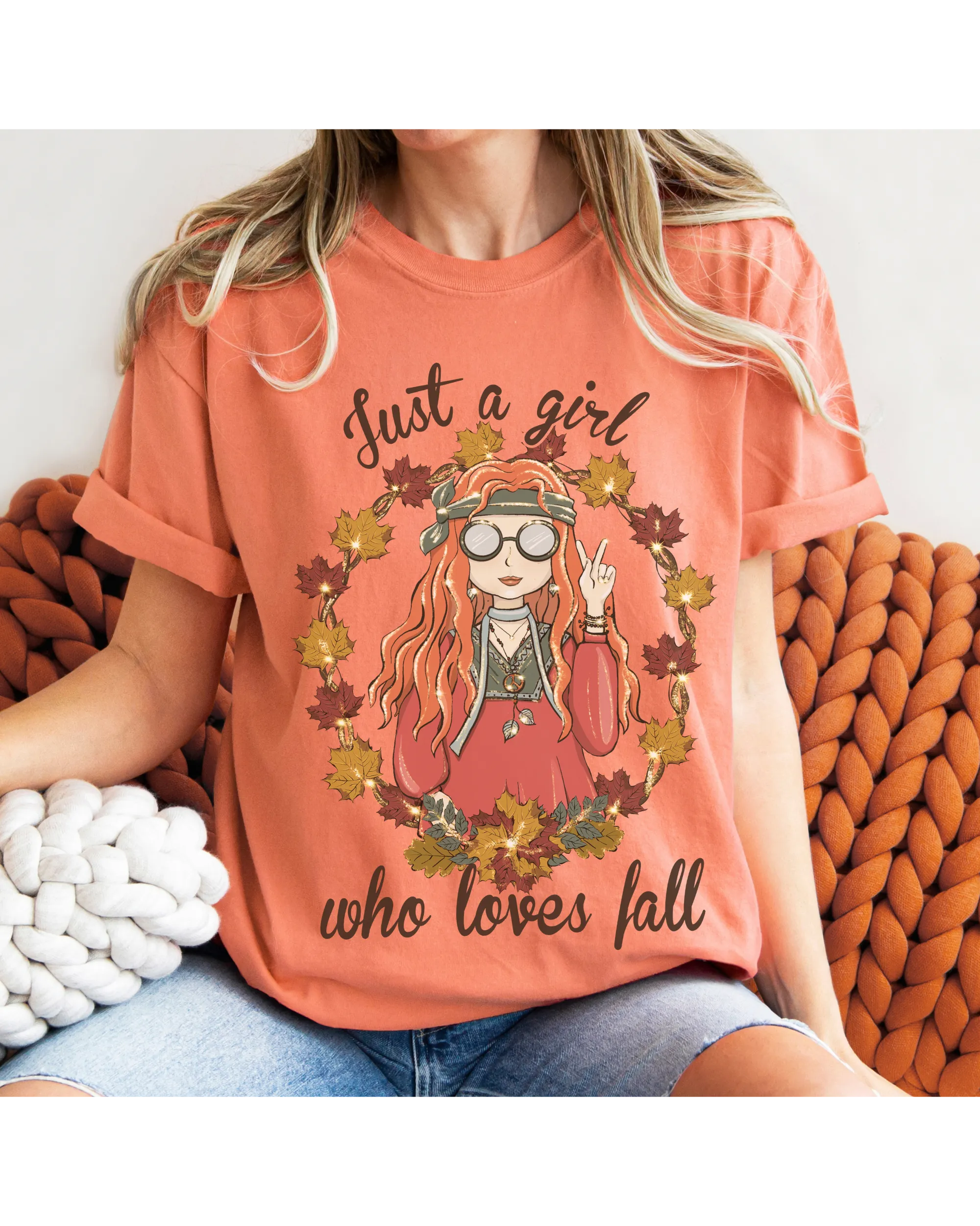 Women's Cute Fall Comfort Colors® T-Shirt, Women's Just A Girl Who Loves Fall Lover T-Shirt